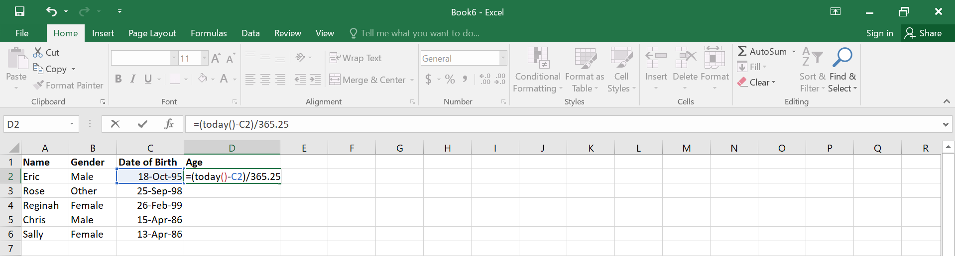 How to Calculate Age in Excel.