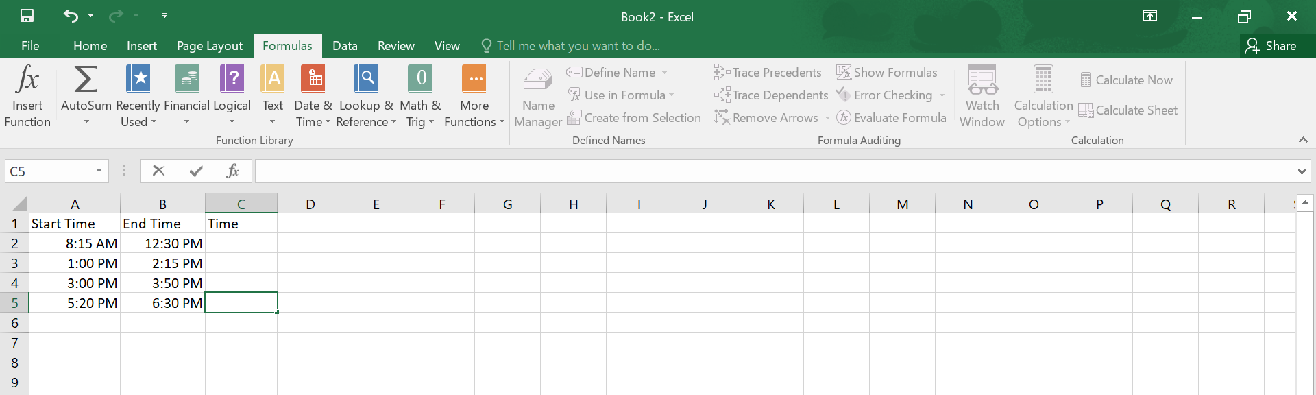 add time calculator in excel