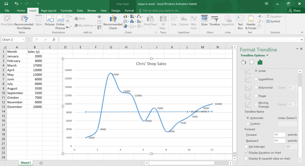 How To Calculate Slope In Excel 