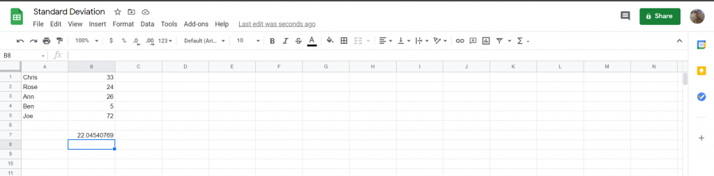 How To Calculate Standard Deviation In Google Sheets 